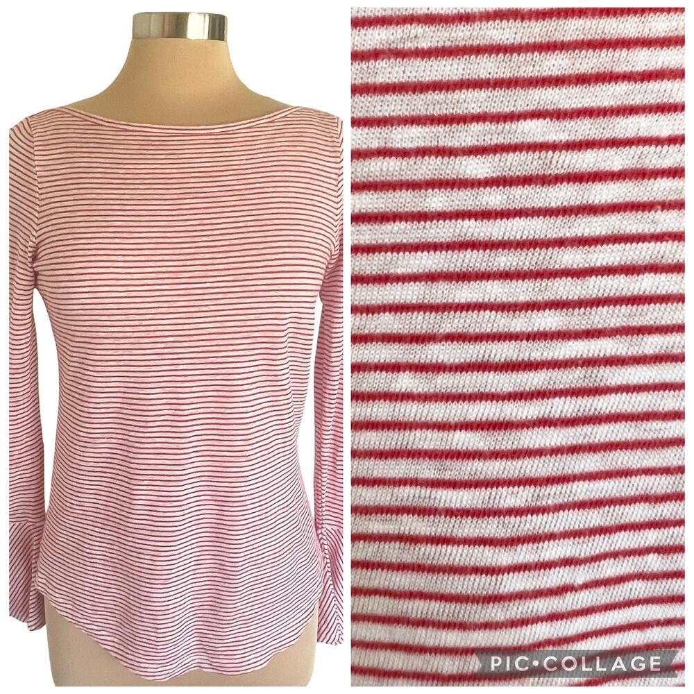 Lauren Ralph Lauren Linen Bell Sleeve Tee Women SM Linen Coastal Beachy Preppy